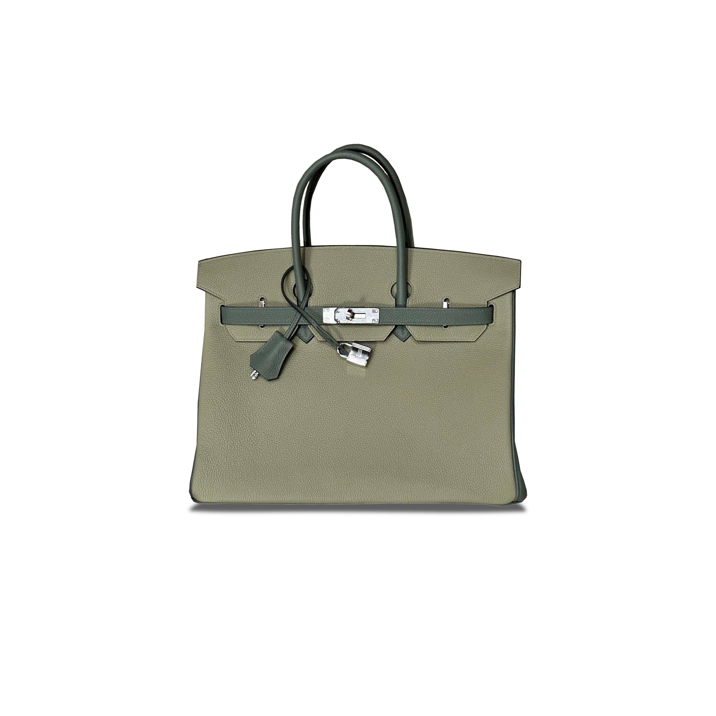 H**mes birkin 35 togo leather almond green with sage green and silver buckle horseshoe print 2160900307918 (35*28*18cm)